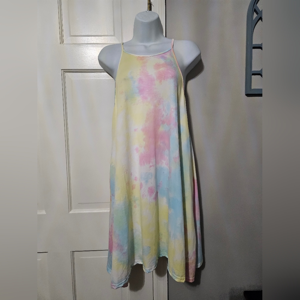 Kiwi Pink and Blue Halter Sundress Casual Resort Wear